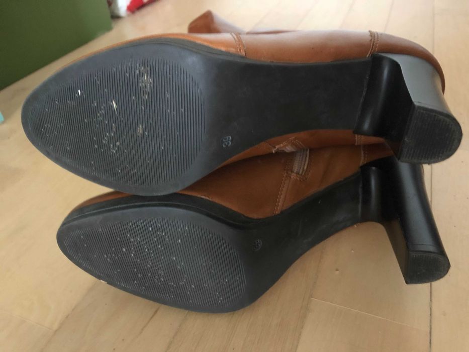 Kozaki Pier One, skóra, rude, 39