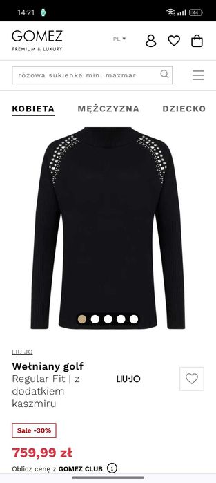 Wełniany golf z dodatkiem kaszmiru LIU JO