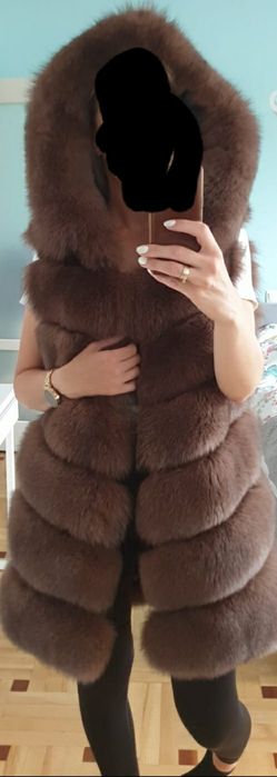 2 w 1 futerko i kamizelka z lisa naturalnego nowe