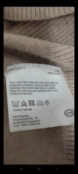 Sweterek długi, beżowy C&A, r.XXL
