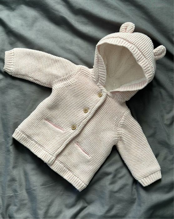 Тепла кофта Tu на дівчинку 0-3 місяці ніжно-рожева