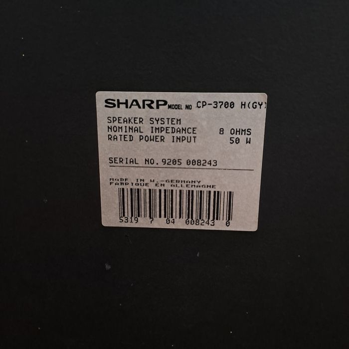 Kolumny głośnikowe Sharp CP-3700 H – 8 Ohm, 50W