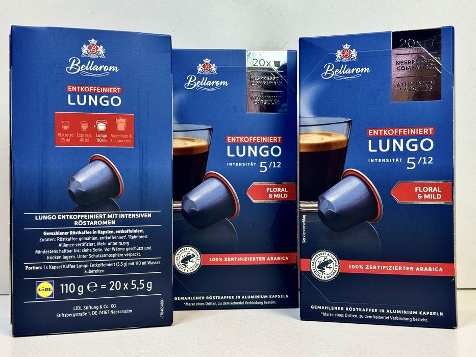 Кава в капсулах Bellarom by Nespresso Lungo Decaf 5/12 (20 капсул)