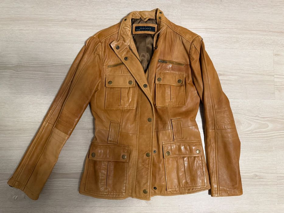Zara Basic - Kurtka skórzana damska S camel