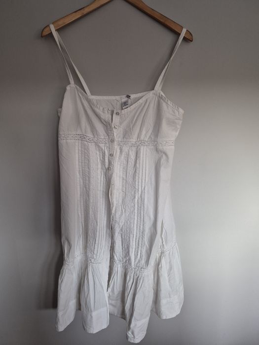 Biała sukienka H&M 44 / 100% Bawełna / Boho