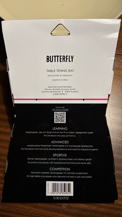 Raquete Butterfly Zhang Jike ZJ X6 - NOVA