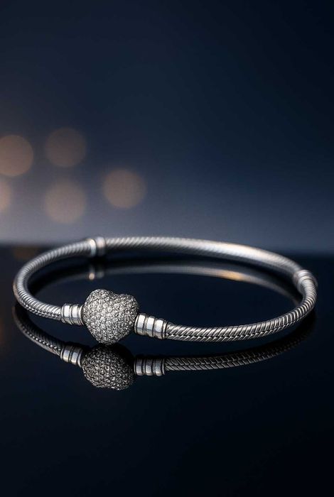 Bransoletka Pandora 18 cm srebrna nowa 2 charmsyGRATIS pudełko Pandora