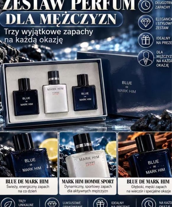 Zestaw 3 perfum męskich Mark Him – Blue de Mark Him 3×30 ml