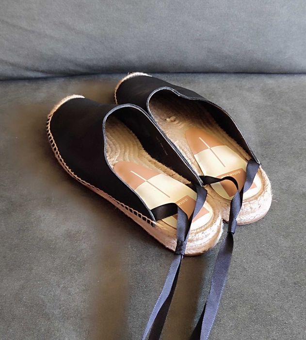 Espadryle damskie skórzane czarne