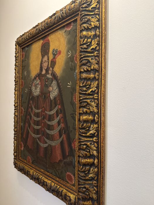 Quadro tela antiga com moldura madeira maciça