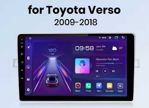 Rádio Android Junsun Toyota Verso 2009 a 2018 9 Polegadas CarPlay GPS 2/32GB NOVO