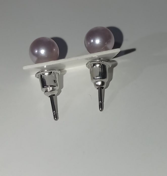 Nowe kolczyki kulki perłowe jasny pudrowy róż ze stali nierdzewnej
