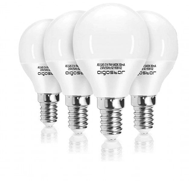 Zestaw 5x Żarówka LED E14/9W G45 Zimna Biel 6500K Aigostar Kulka Mocna