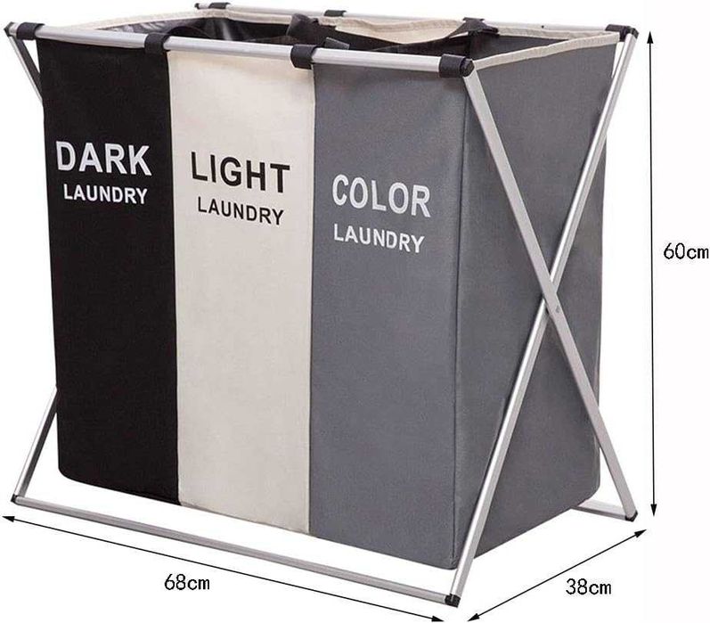 Nowy kosz na pranie / 3 komory /  składany / pojemnik / 1351 WYPRZEDAŻ