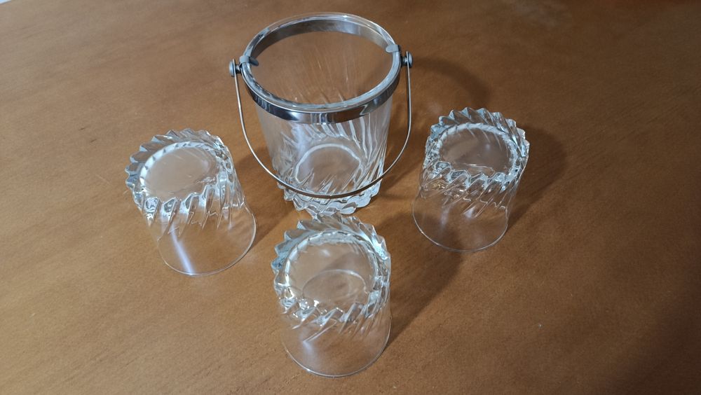 Coleção balde gelo e copos whisky