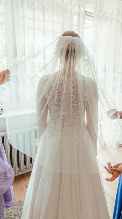 Suknia ślubna śmietankowa+ welon s/m