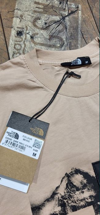 TNF beżowa koszulka męska t-shirt bawełna premium M