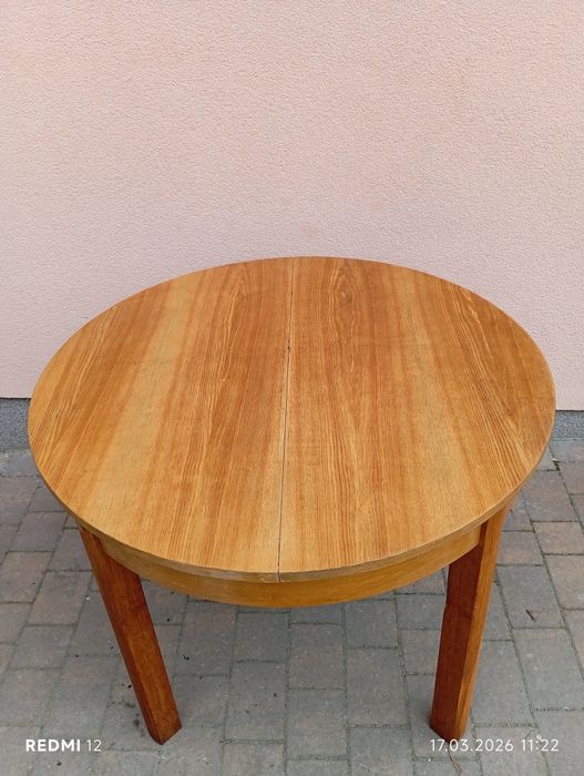 Stół okrągły rozkładany PRL Transport
