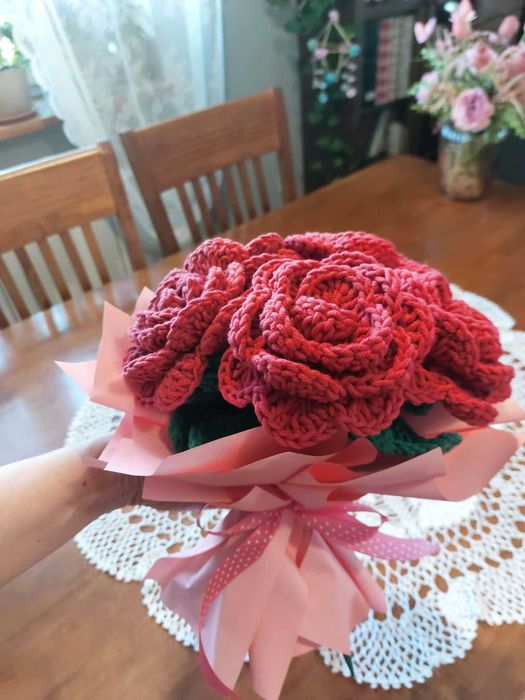 Bukiet róż na szydełku