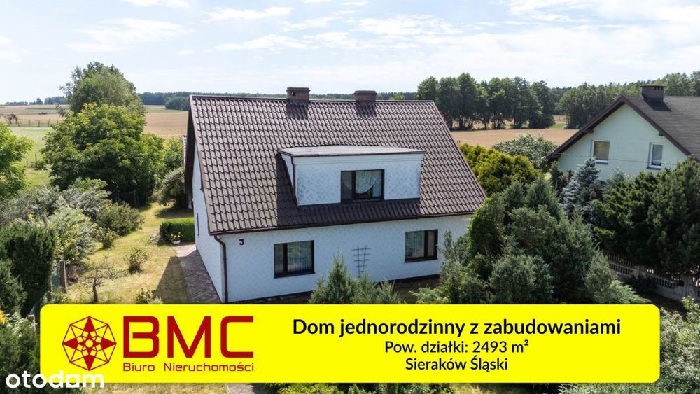 Sieraków Śl. dom z duża działką  ok. 2500m2