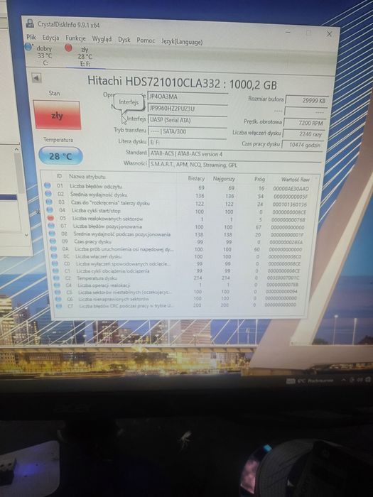 Sprzedam dysk Hitachi 1 TB 3.5 cala ( Testy na zdjeciach )
