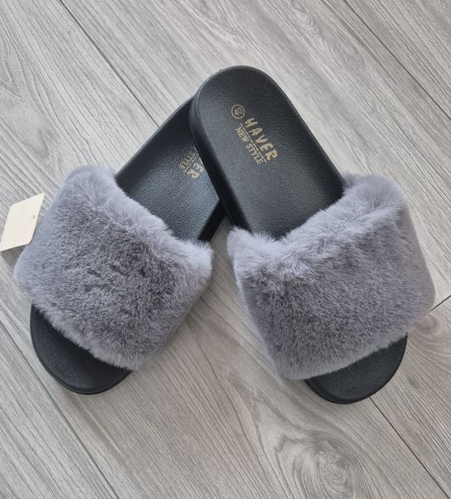 Klapki z futerkiem roz 40