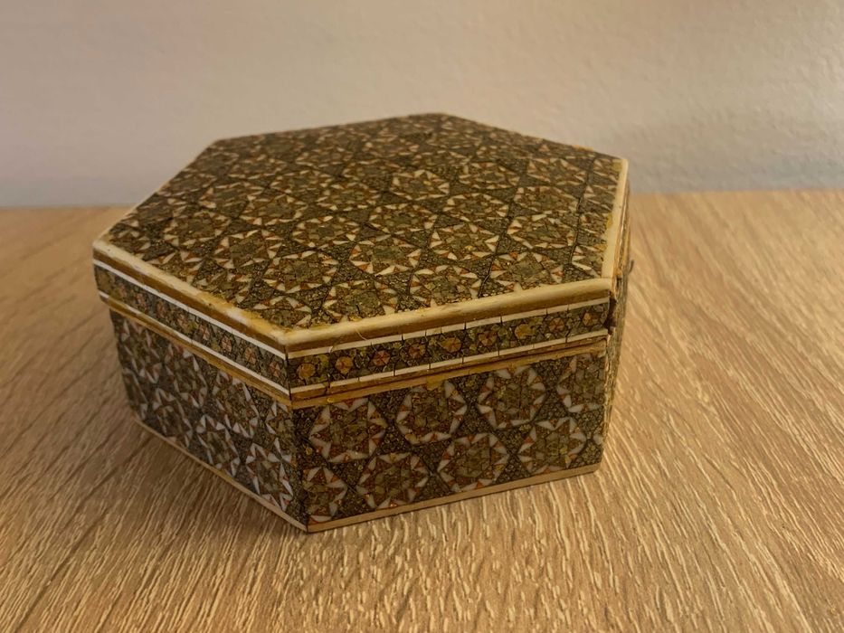 ozdobne drewniane pudełko, intarsjowane, BOHO Vintage