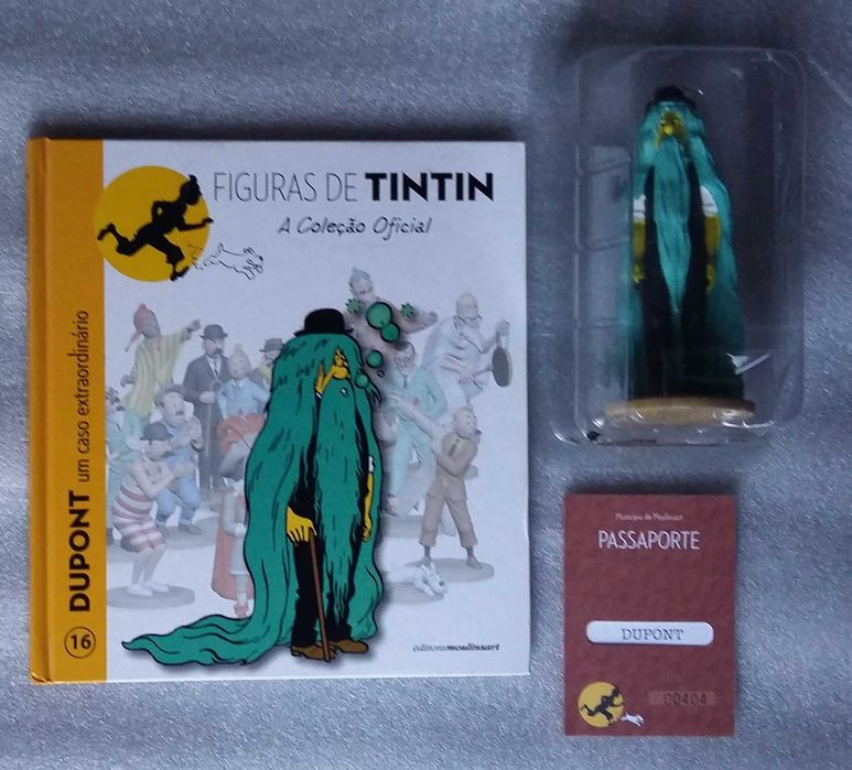 Figura coleção tintim- Dupont  e livro- Hergé- Moulinsart