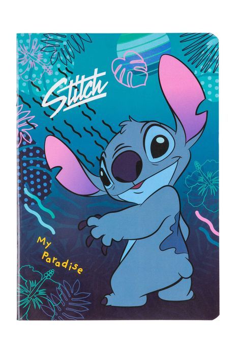 Zeszyt A5 32K 3-Linie Kolor Disney Blue Stitch Wzór 4 Patio Nowa Nieużywana