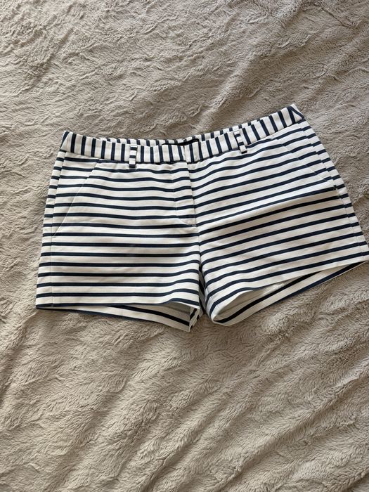 Zara eleganckie spodenki paski biało granatowe L