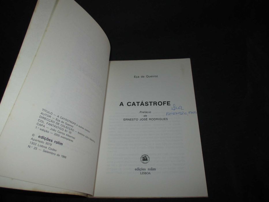 Livro A Catástrofe e outros contos Eça de Queiroz Colecção Fantástico