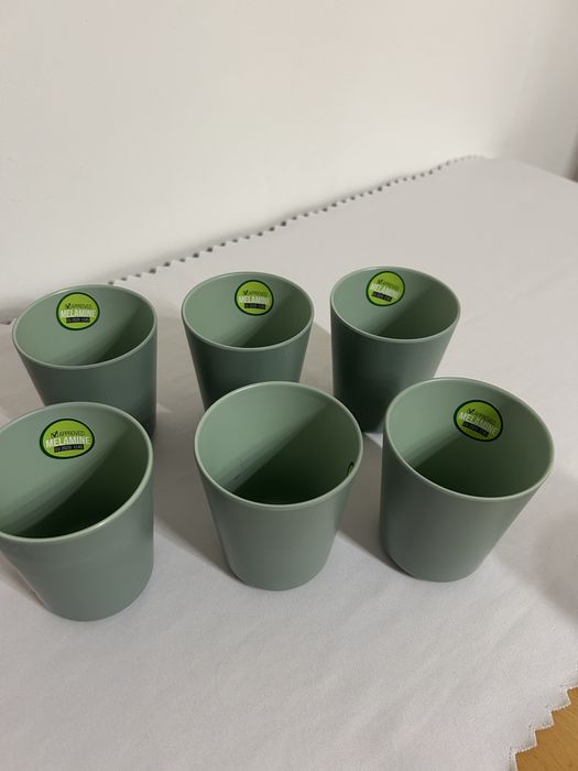 Zestaw 6 zielonych kubków z melamimy 400ml nr.8622