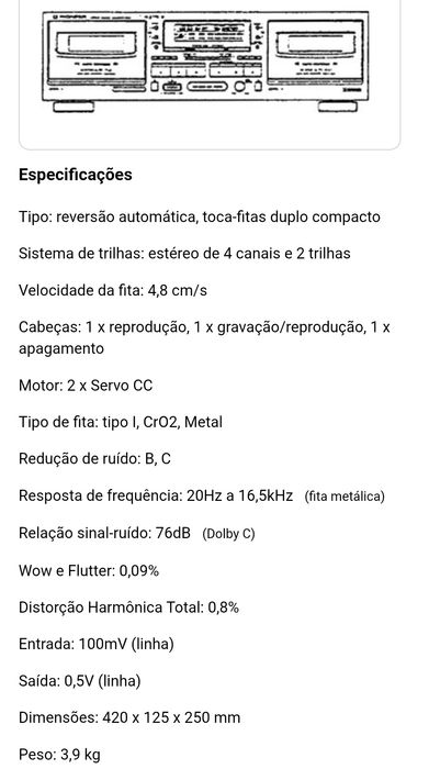 Pioneer deck Cassetes duplo Ct-w205r