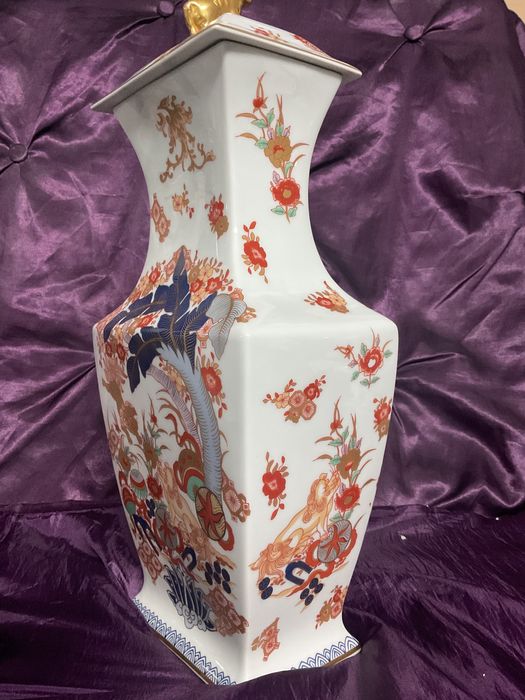 Talha samurai vista alegre porcelana pintura manual com 46 cm