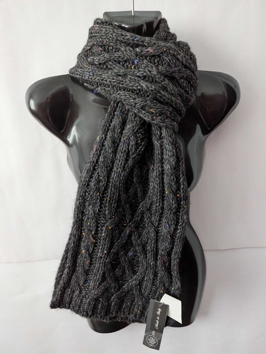 В'язаний шарф c&a жіночий,шерсть,альпака,сірий,шарфик,шарфік,косичка
