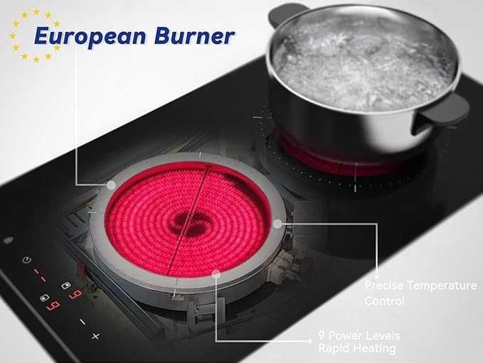 Hermitlux Płyta Ceramiczna z Wtyczką 29 cm 9 Poziomów Mocy Timer 3000W