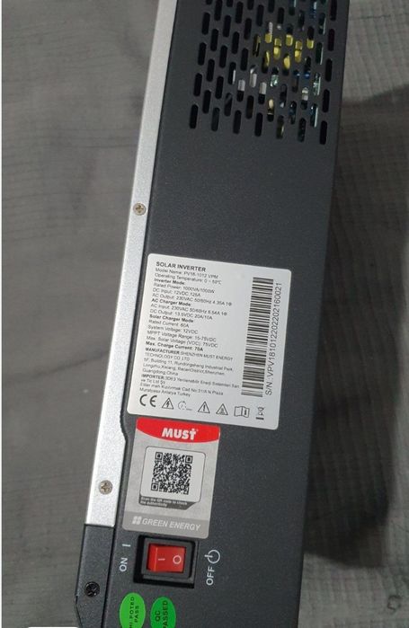 Инвертор MUST PV18-1012 — 1000 Вт, 12 В, чистый синус, MPPT