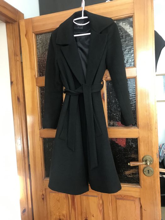 Czarny płaszcz  szlafrokowy Simple r. M