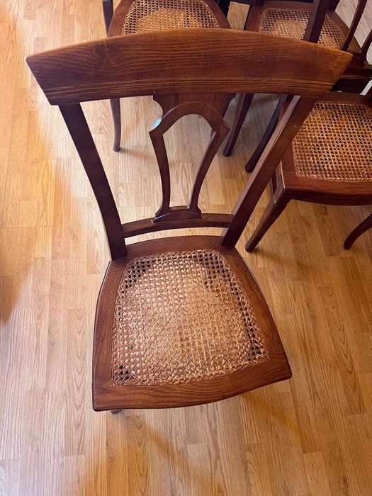 6 Cadeiras de madeira estilo Thonet com assentos de palha de Viena