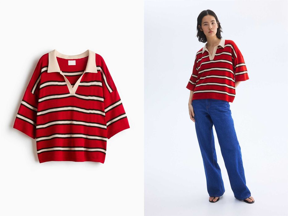 Bluzka polo S nowa kolekcja sweter koszulka z dzianiny pasy PROMOCJA