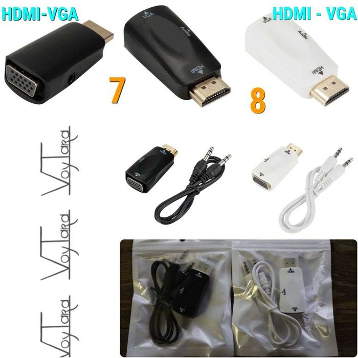 HDMI на VGA, DP на VGA, mini DP на VGA, DP на DVI, адаптер зі звуком ...