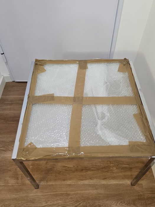 Mesa metal com tampo vidro 60x60x60