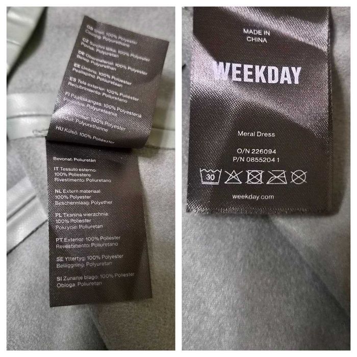 Брендовое платье Weekday Meral Dress из экокожи, р. S/M