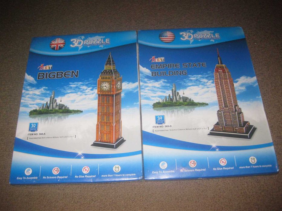 2 Puzzles 3D de Monumentos Famosos/Embalados!