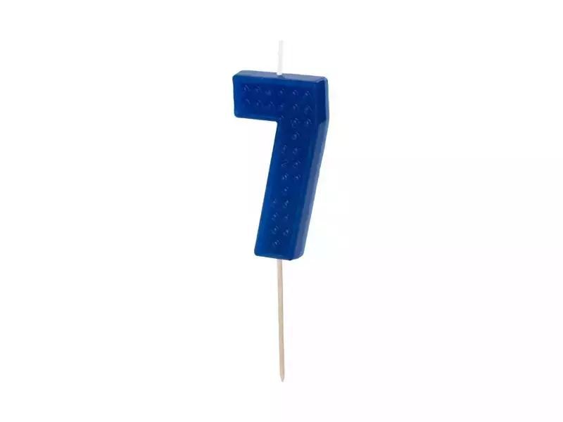 Świeczka urodzinowa 7 niebieska 6cm. PartyDeco. Nowy Produkt