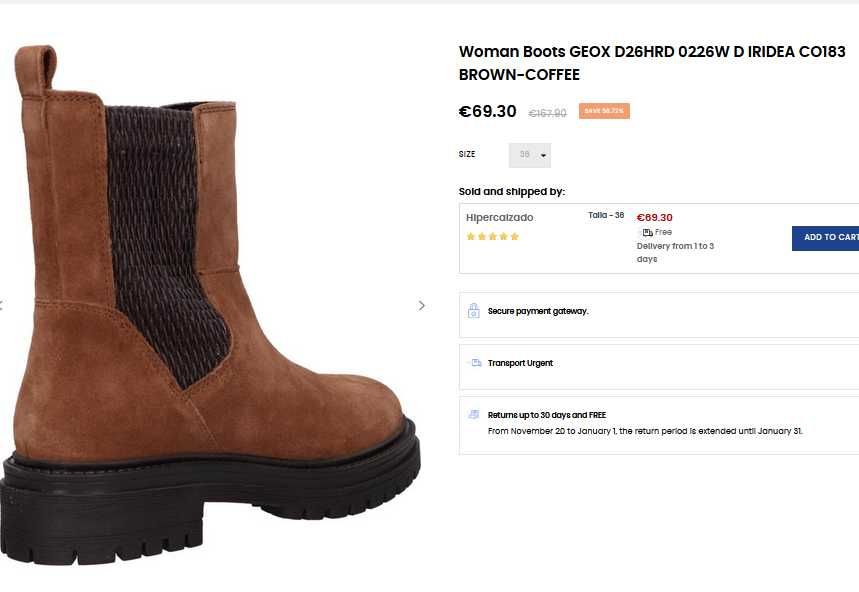 Чобітки жіночі челсі Geox, 36р