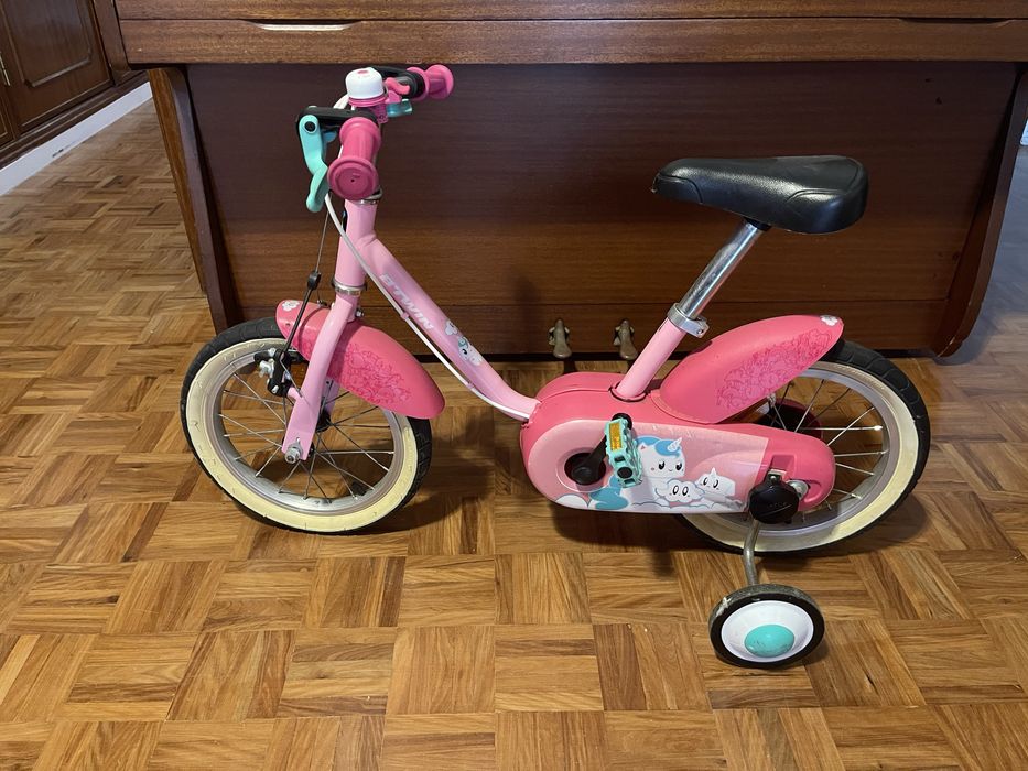 Bicicleta Criança B’TWIN 14” Rosa Unicórnio – Usada
