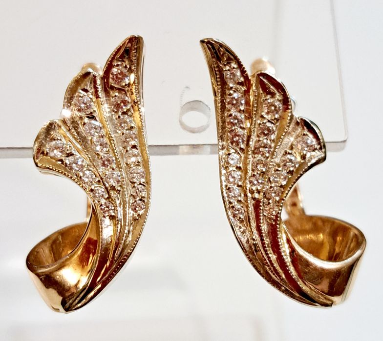 !!!АКЦИЯ!!! Золотые серьги с бриллиантами. 7,67 грм