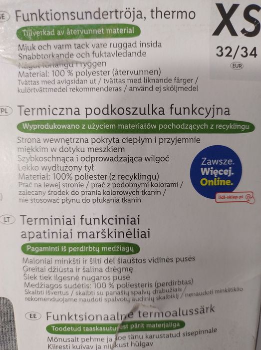 Termiczna podkoszulka funkcyjna damska XS 32/34