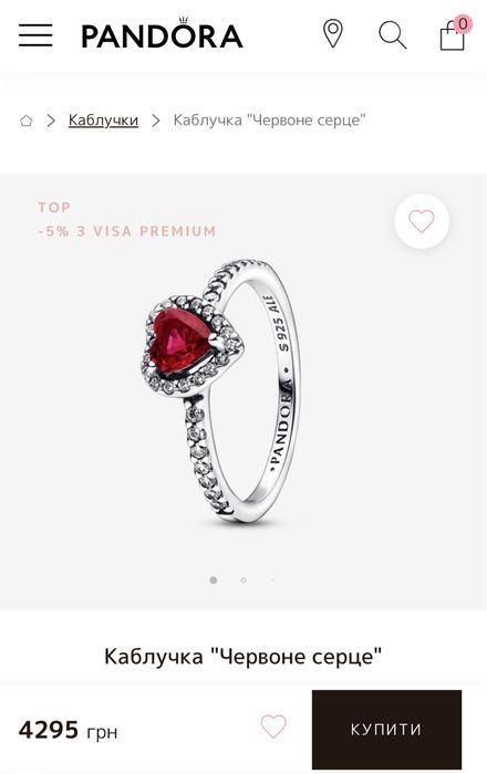 Колечко Pandora, б/у оригінал